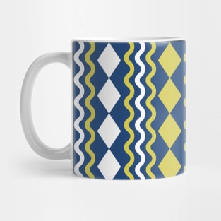 Retro 1960s Style Sixties Vintage Pattern Design Teal Yellow Mug